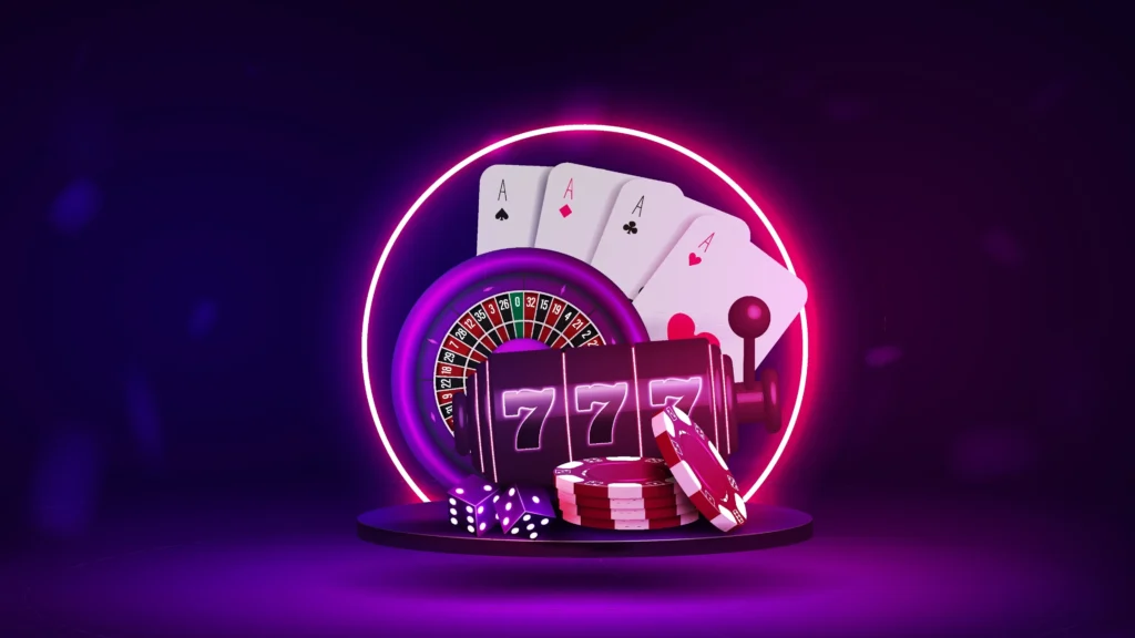 slot, roulette, chips and cards
